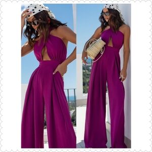 Women’s Fuchsia Halter Jumpsuit